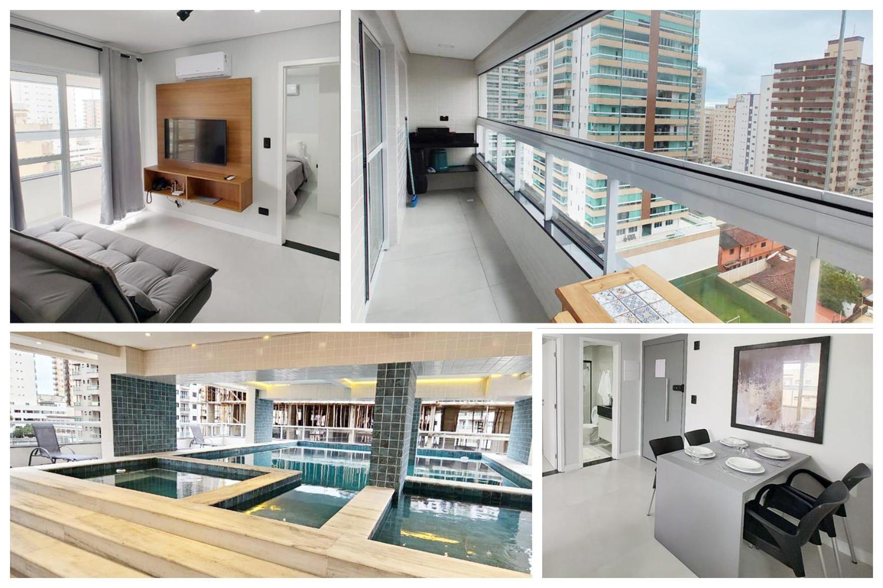 Apto Com Lazer Completo, Piscina, Ar, Mercadinho E Pet Friendly A 1 Min Da Praia Praia Grande (Santos) Zewnętrze zdjęcie